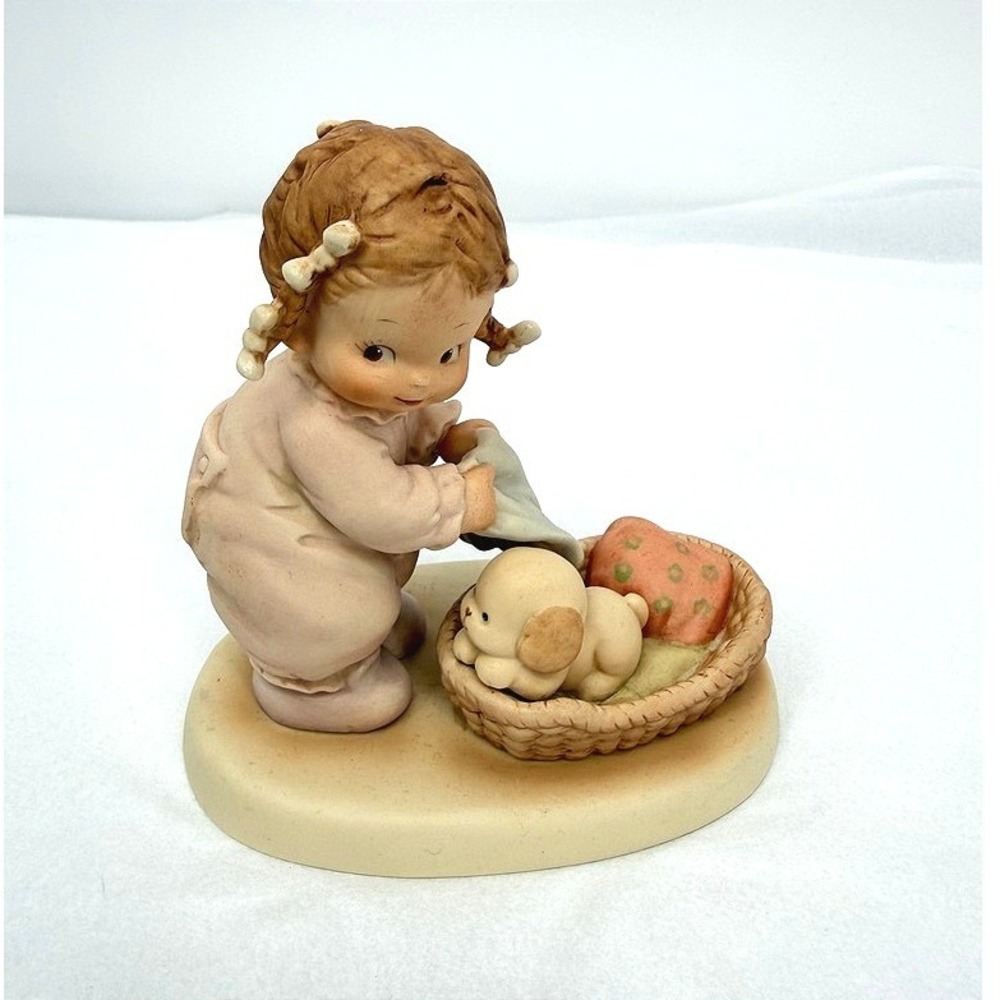 Enesco Memories of Yesterday Figurine Girl w/ Puppy 1988 VTG Decor Knick Knack